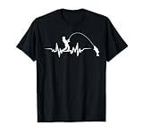 Herzschlag Herzlinie Herzfrequenz Angler T-Shirt Fischer