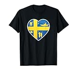 Ich liebe Angeln Schweden Flagge Fischer Angler Skandinavien T-Shirt