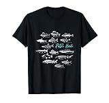 Angler Design mit diversen Fischarten Petri Heil für Fischer T-Shirt
