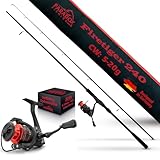 Paradox Fishing Firetiger Spinnrute mit Rolle I 2,4m 5-20g mit 2000 Rolle I Spinnruten perfekt für Barsch Rute