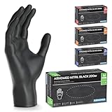 200x ARNOMED Einweghandschuhe Schwarz, Einmalhandschuhe M, Nitrilhandschuhe, Handschuhe Einweg puderfrei, latexfreie Gummihandschuhe, Einweghandschuhe in XS, S, M, L & XL verfügbar