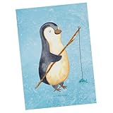 Mr. & Mrs. Panda Postkarte Pinguin Angler - Geschenk, Tagesplan, Angel, Ansichtskarte, Angeln, Einladung, Grußkarte, Fischer, Geschenkkarte,