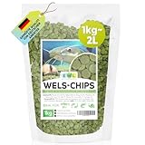 EWL Naturprodukte Wels Futtertabletten 1kg (ca. 2ltr.) XL Pack, Welsfutter, Wels Chips mit Spirulina, Fischfutter Aquarium, Welstabletten, geprüfte Qualität von deutschem Anbieter