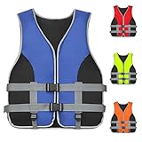 Rettungsweste Schwimmweste Erwachsene Kinder 20-120 kg Atmungsaktiv Neopren Material mit Überlebenspfeife Unisex Schwimm Auftriebsweste für Stand Up Paddle, Jetski, Wassersport, Wasserski, Segeln(Blue