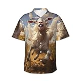 Goat Frolic Herren Freizeithemden Kurzarm Regular Fit Mode Camp Beach Shirts Tops, Schwarz, XX-Large