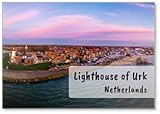 Kühlschrankmagnet Leuchthaus Urk Niederlande bei Sonnenuntergang in den Niederlanden