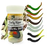 Zite Fishing Curly Viper Allround Mix 8 STK - Schlangenartiger Gummiköder 6,5cm – Gummiköder Forelle Rotierend & Schlängelnd – Phthalatfrei & mit Knoblauch-Aroma