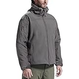 FREE SOLDIER Softshelljacke Herren Wasserdicht Winterjacke Winddicht Warme Funktionsjacke übergangsjacke Outdoorjacke für Wandern Fahrrad Camping (Grau 2XL)