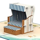 papercrush® Pop-Up Karte Strandkorb - 3D Geburtstagskarte für Urlaub am Meer, Tolles Geldgeschenk für Strandurlaub und Reise an Nordsee & Ostsee Strand, Gutschein für Urlaubsreise & Urlaubsgeld