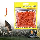 Pangdingk Schulzeit Wurmköder, 50 STÜCKE 5 cm Weichplastik Angelköder T-Schwanz Grub Wurmköder Angelzubehör(Orange)