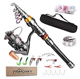 FISHOAKY Angelrute Teleskoprute, 2,4M Fishing Rod, Carbon Fiber Angelruten Angeln Rute Pole für Salzwasser Süßwasse | Kinder & Erwachsene | Boat, Surf, See, Daiwa, Dam, Ozean, Meer, Junior