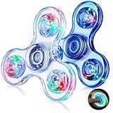 Gigilli Fidget Spinner 2 Pack, LED Light Kristalle Fidget Spinner Spielzeug Finger Toy Party Favors für Kinder, Stressabbau Anti Angst Sensorisches Spielzeug, Weiß & Blau