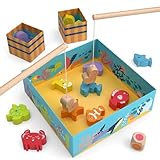 Merle Toys® Angelspiel ab 2 Jahre: Spielzeug ab 2 Jahre 3 4 Jahren, Fische Angeln Magnetspiel aus Holz, Gesellschaftsspiele ab 2 Jahre für Kinder, Geschenk für Mädchen und Jungen, Motorikspielzeug