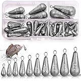 Annyswit 40 Stück Fishing Birnenblei Set 10 Größen Tropfenform Angelgewichte 3.5g 5g 7g 10g 15g 20g 25g 30g 40g 50g Angelblei Sinker Blei Gewichte Grundblei für Tiefwasser & Meeres Angeln